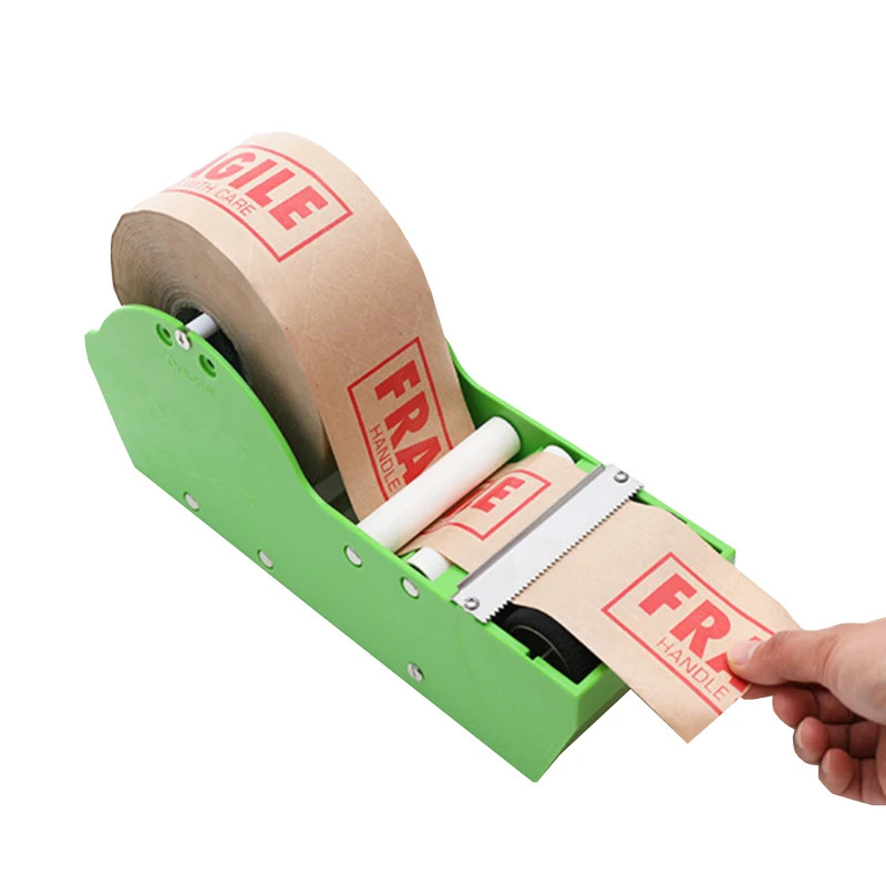 Water Activated Gummed Kraft Paper Tape Packaging Dispenser Green Kraft Paper Tape Cutter Carton Se