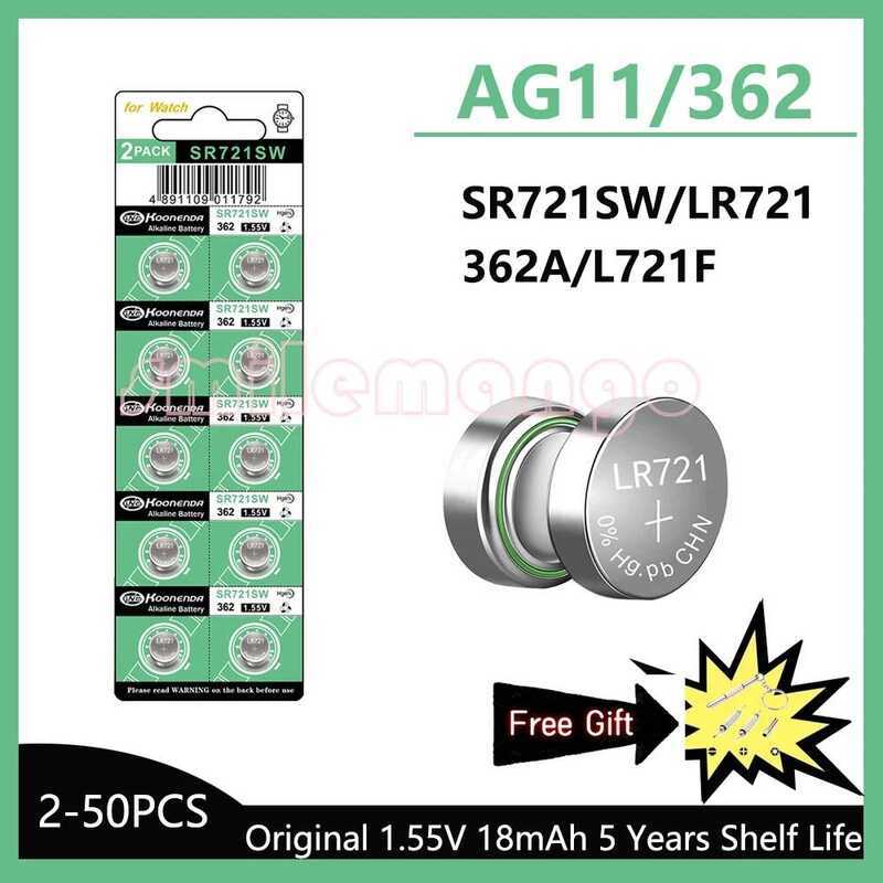 ชิ้น 2-50 1.55V AG11 18mAh แบตเตอรี่ปุ่ม SG11 LR58 SR58 162 361 362 LR721 SR721 SR720 L721F แบตเตอรี