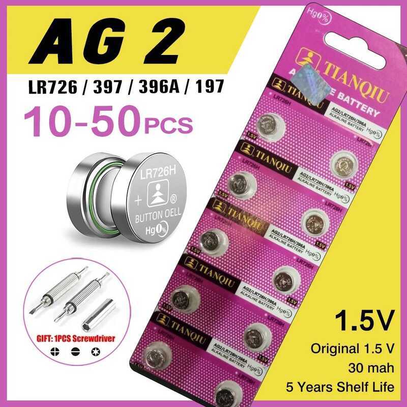 AG2 แบตเตอรี่นาฬิกา 10-50 ชิ้น 1.55V 396A SR726W LR726 SR59W SR726 แบตเตอรี่เซลล์แบบกระดุมอัลคาไลน์ส