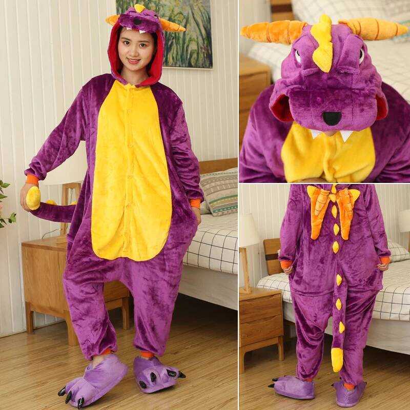 C Kigurumi Spyro Cartoon Onesies Adults Kids Animal Pajamas Women Men Anime Cosplay Costumes For Ch