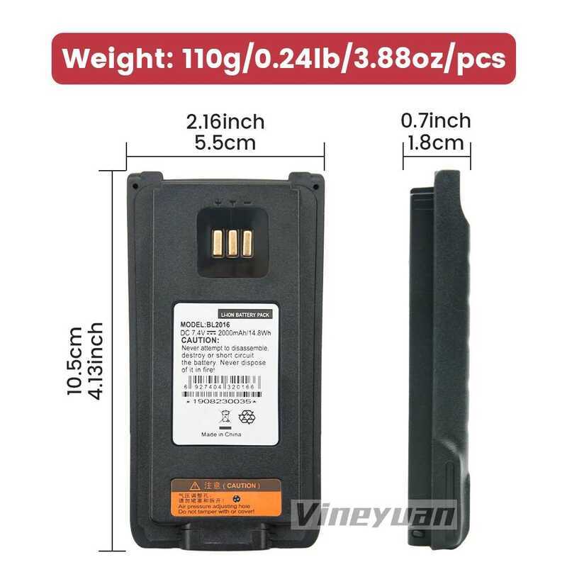 ▥ ใหม่ 7.4V 2000Mah Bl2016 เปลี่ยนแบ Li-Ion สําหรับ Hytera HYT Pd980 Pd982 Pd985 Pd985u Two WAY