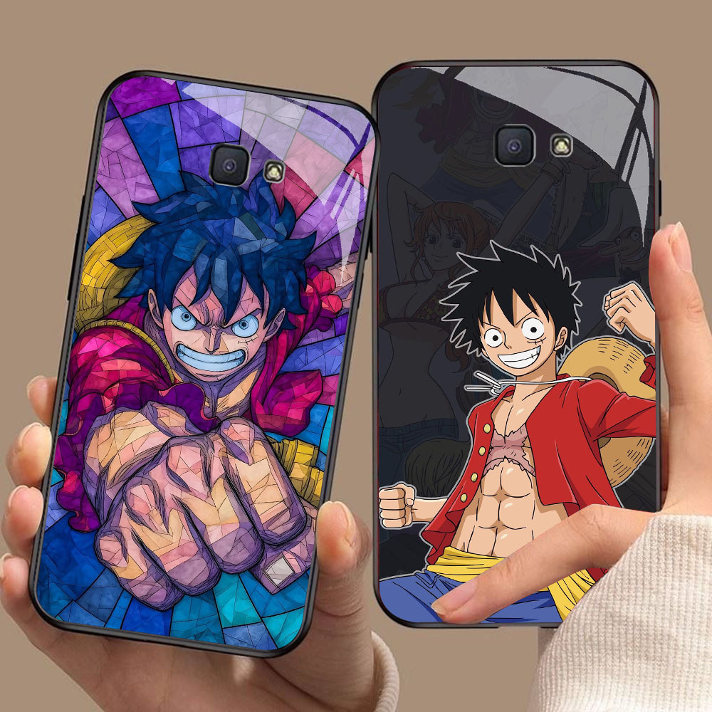 YS-69 Luffy Ace Sanji HD Glass Casing สําหรับ Samsung Note 9 S24 S25 FE Ultra J7 Prime J6 J4 Core Pr