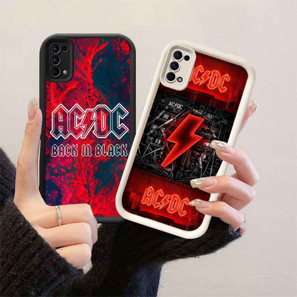 HK-1 ACDC Band ปลอกกันกระแทกสําหรับซิลิโคนสีดําและสีขาว OPPO Realme Reno Find Narzo N63 A5i X3 6 4 5