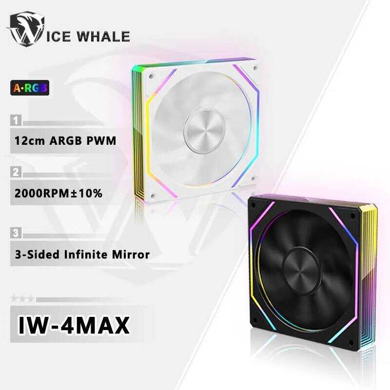เวล ไอซ์ IW-4MAX ปริซึม 7PRO พัดลมระบายความร้อนคอมพิวเตอร์ 3 ด้าน หน้าจอเต็มแบบกระจกอินฟินิตี้ 12 ซม