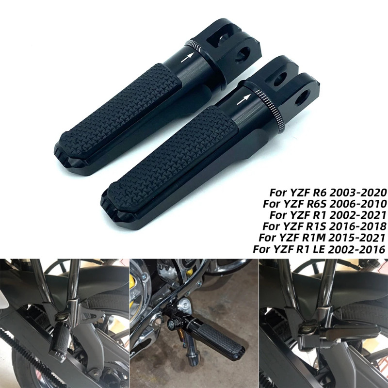 REALZION Motorcycle Accessories Front Footrest Foot Pegs Pedals Footpeg For YZF R1 R1M R1S R6 R6S Y