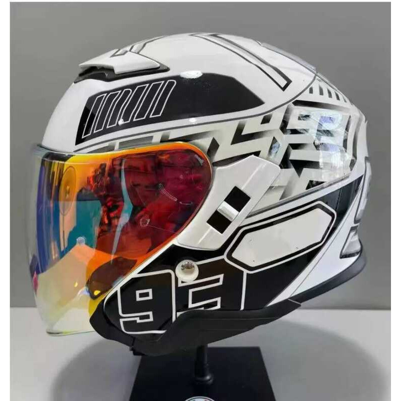 Open Face J-CRU 3/4 white Double visor Matte Black Off Road Racing หมวกกันน็อคมอเตอร์ไซค์วิบาก
