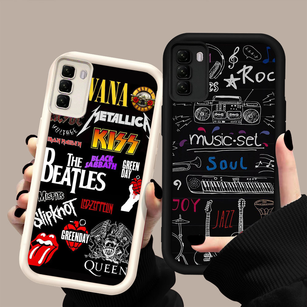 HK-9 Beatles ปลอกกันกระแทกสําหรับซิลิโคนสีดําและสีขาว Infinix Tecno ITEL HOT POP Pova Spark Tec RS4 