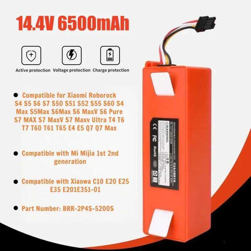 14.4V แบตเตอรี่ทดแทน สำหรับ Xiaomi Roborock, XJT-2P4S-5200, เครื่องดูดฝุ่นหุ่นยนต์, S5, S6 S55, S60,
