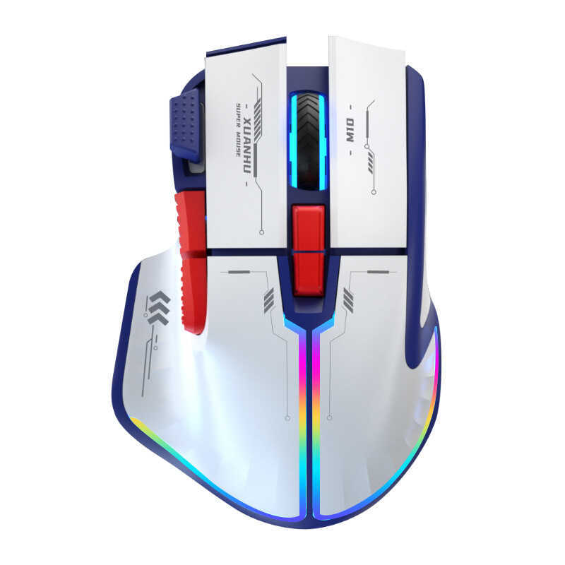 Mecha สไตล์ Tri-mode เมาส์บลูทูธไร้สาย Cool RGB E-sports เมาส์สําหรับเล่นเกม 10000 DPI 5RGB ไฟสําหรั