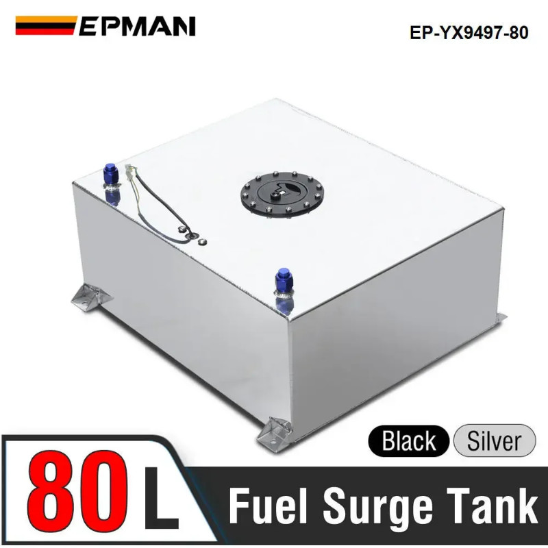 EPMAN Universal Aluminium 80L Fuel Tanks Gas Gasoline Fuel Cell Tank Fuel Surge Tank W Cap/Foam Ins