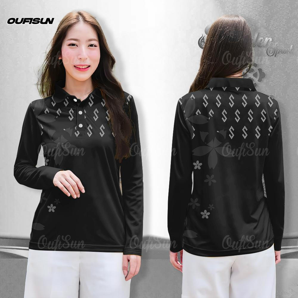 เสื้อท็อปแขนยาวสีดำ ลายเรียบง่าย เหมาะสำหรับใส่ทำงาน