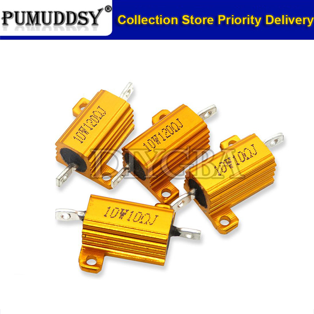 1PCS 10W อลูมิเนียมโลหะกรณี Wirewound Resistor 0.01 ~ 30K 1 2 3 5 6 8 10 20 100 150 1K 10K โอห์ม RX2