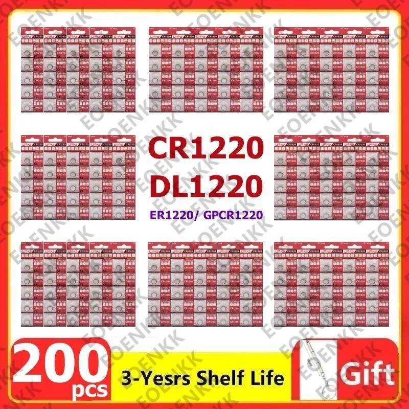 CR1220 แบตเตอรี่เซลล์ปุ่ม 200 ชิ้น CR 1220 3V แบตเตอรี่ลิเธียม BR1220 DL1220 ECR1220 สำหรับนาฬิกาและ