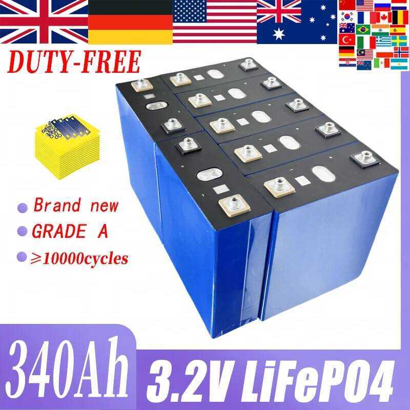 LiFePO4 แบตเตอรี่ 3.2V 340Ah 10000+ รอบ ชาร์จใหม่ได้ เซลล์ลิเธียมไอรอนฟอสเฟต DIY 12V 24V 48V RV EV ร
