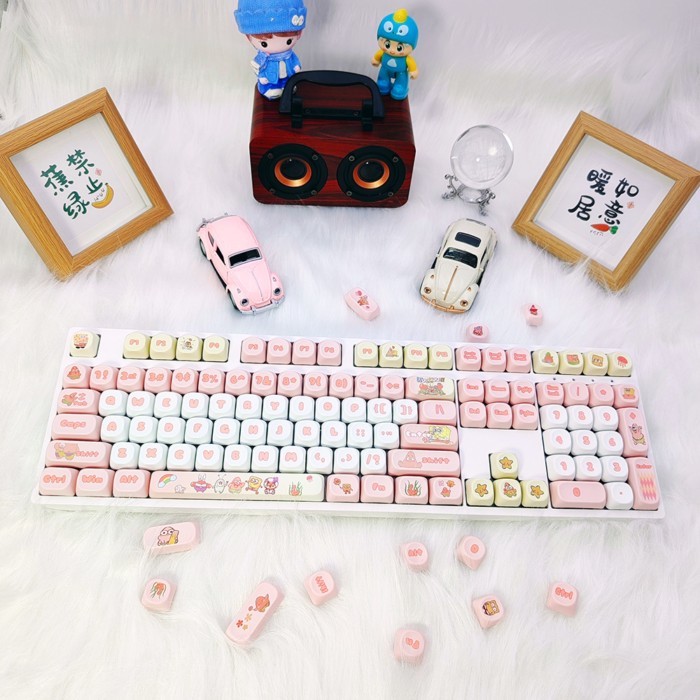 Spongebob Keycaps MOA วัสดุ PBT ระเหิดข้อความเหมือนกับน่ารักที่กําหนดเองส่วนบุคคลขนาดเล็กครบชุด Keyc