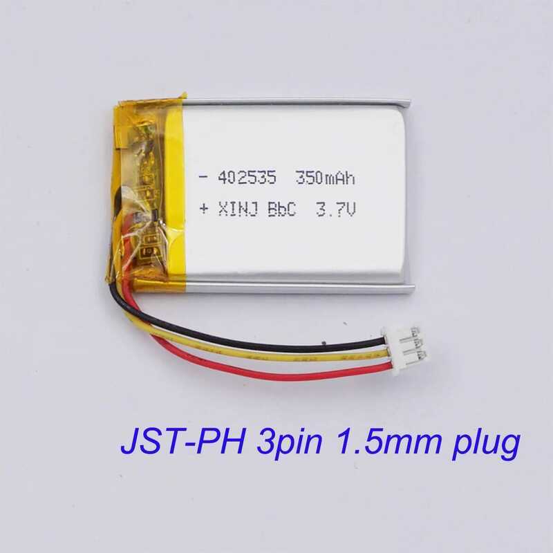 3.7V แบตเตอรี่ลิเธียมโพลิเมอร์ 350mAh 1.29Wh JST-PH 3pin 1.5mm Connector 402535 สำหรับกล้อง GPS เด็ก