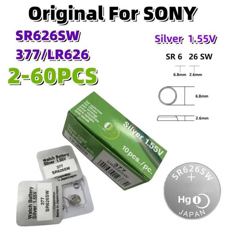 ชิ้น 2-60 แบตเตอรี่แท้สำหรับ SONY SR626SW LR626 AG4 1.55V แบตเตอรี่ LR66 377 377A แบตเตอรี่อัลคาไลน์