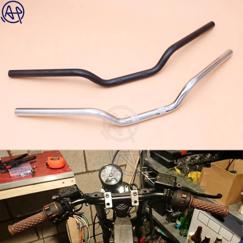 Universal Fit Motorcycle 7/8" 22mm Black/Chrome Tracker Handlebars Drag Bar 1pcs For Honda Yamaha S