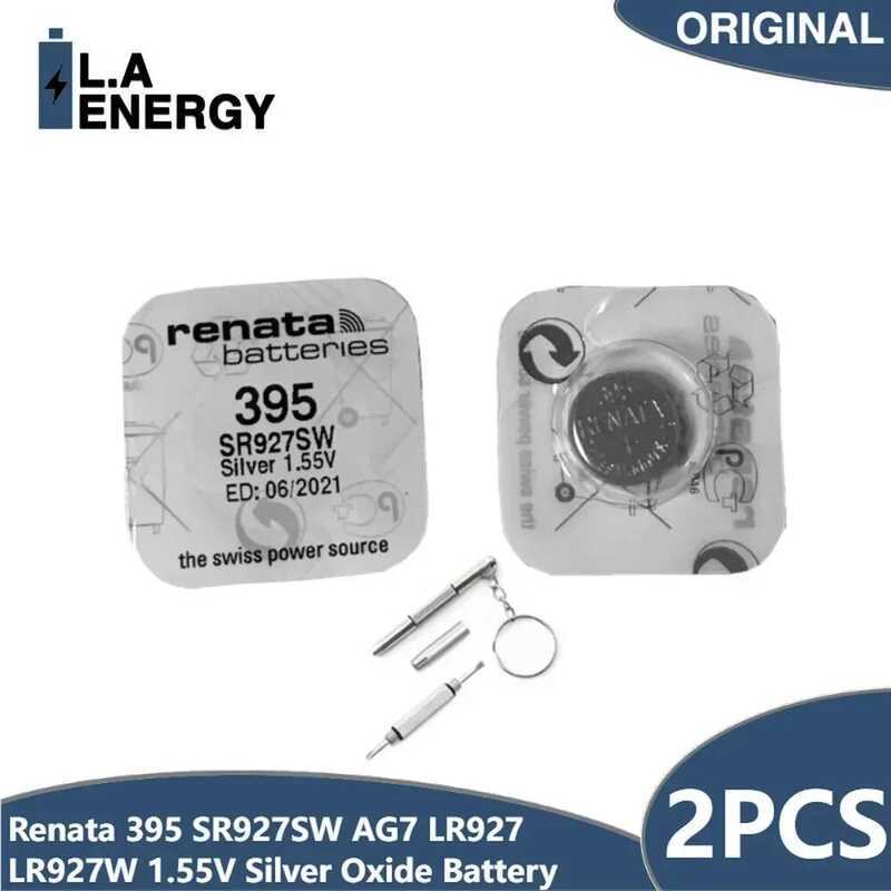 Renata 2PCS 395 SR927SW AG7 LR927 LR57 399 SP395 LR927W 1.55V แบตเตอรี่ซิลิคอนออกไซด์สำหรับนาฬิกาของ
