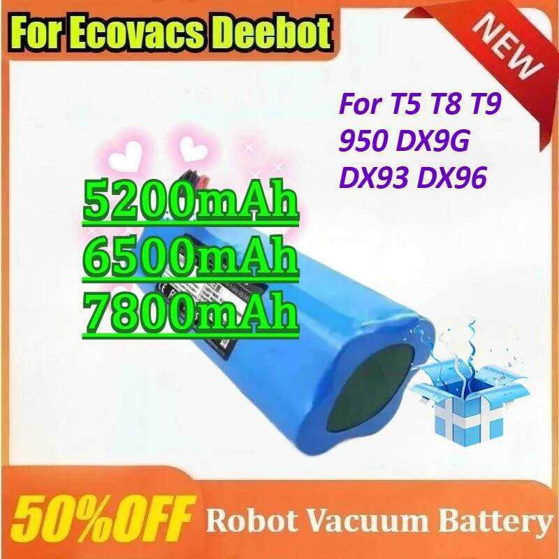 14.4V แบตเตอรี่ใหม่ 7800mAh สำหรับหุ่นยนต์ดูดฝุ่น Ecovacs Deebot X1 Ozmo T5 T8 T9 950 DX9G DX93 DX96