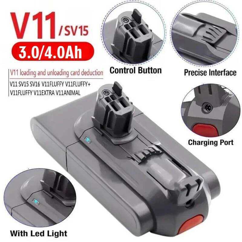 Dyson แบตเตอรี่ลิเธียมสำรองสำหรับอุปกรณ์ทำความสะอาด V11 - SV15/SV16 แบตเตอรี่แบบ Snap on ชาร์จได้ -