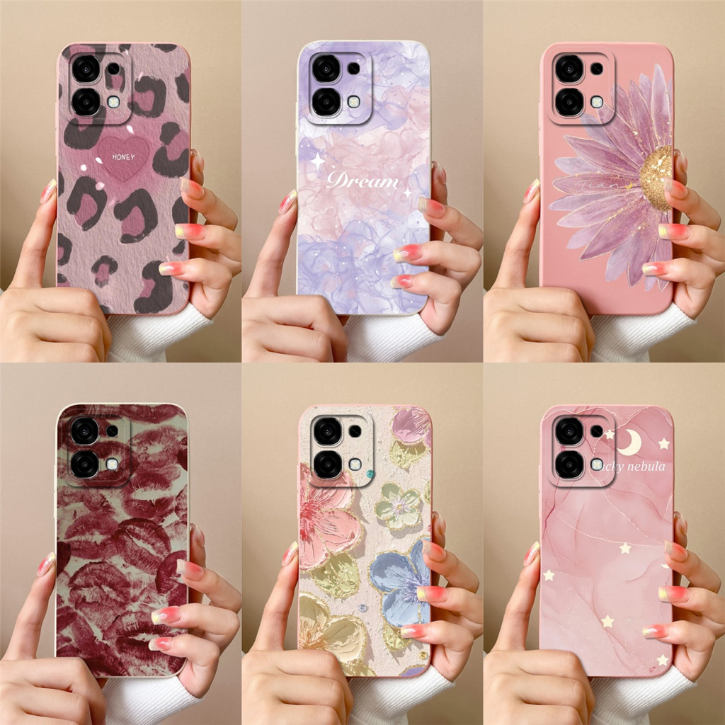 กรณีสําหรับ OPPO A6 Pro Love Heart Moon ดอกไม้ป้องกันกล้องทนทานกันกระแทก Anti-drop Minimalist ความงามสําหรับ OPPOA6Pro OPPO A6 Pro Capa ปกหลัง