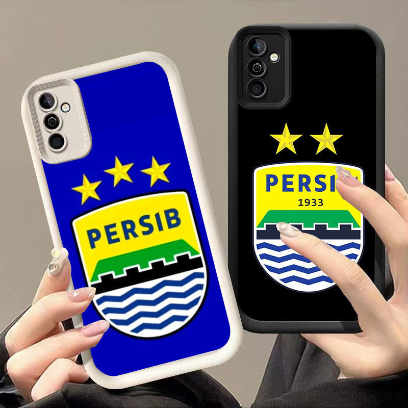 HK-2 AING PERSIB ฟุตบอล Club ปลอกกันกระแทกสําหรับซิลิโคนสีดําและสีขาว Samsung A25 A04s A05S A34 A15 