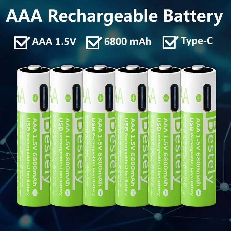AAA, แบตเตอรี่สมาร์ทชาร์จ 1.5V 6800mAh แบตเตอรี่ลิเธียมไอออน Triple A, แบตเตอรี่ AAA สำหรับกล้อง, แป