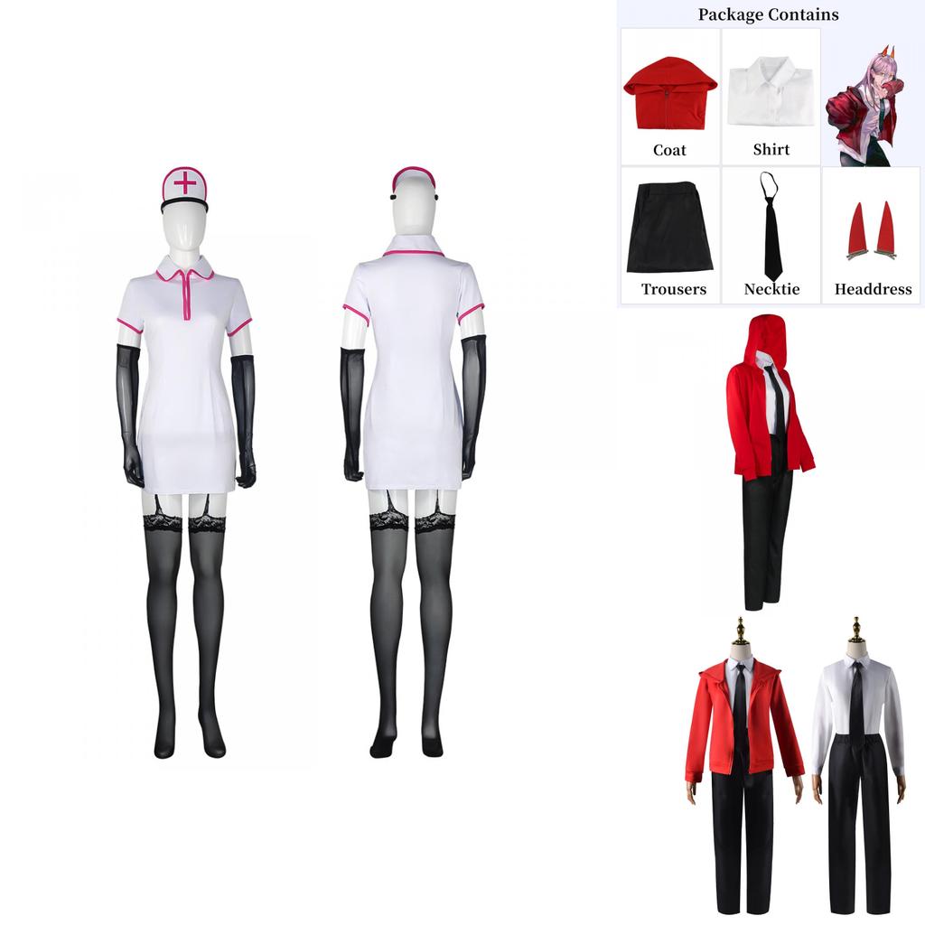 ชุดคอสเพลย์ Man Chainsaw และ Makima พร้อมวิกผม Reze สไตล์สมบูรณ์