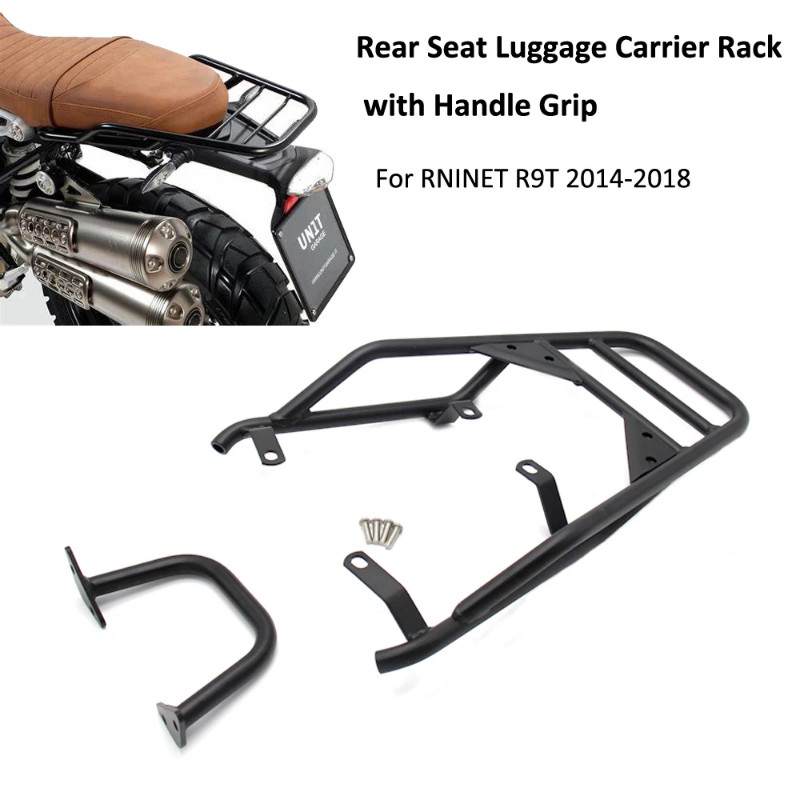 Motorcycle Rear Seat Luggage Carrier Rack with Handle Grip For BMW R NINE T R NINET R9T R 9 T 9T Pu