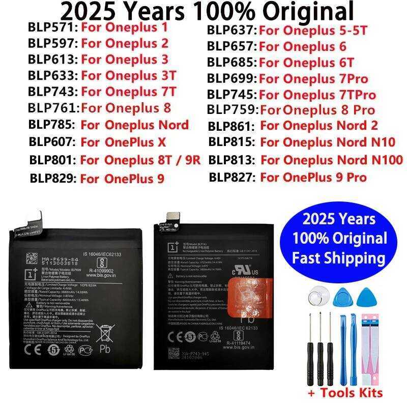 OnePlus แบตเตอรี่แท้ one 1+ สำหรับ OnePlus 1 1+3 One Nord 2 N10 X 3 3T 5 5T 6 6T 7 7T 8 8T 9 9R 9RT
