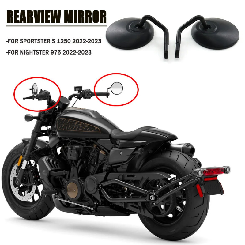 New Motorcycle Accessories Black Handlebar Rearview Mirror For Harley SPORTSTER S 1250 NIGHTSTER 97