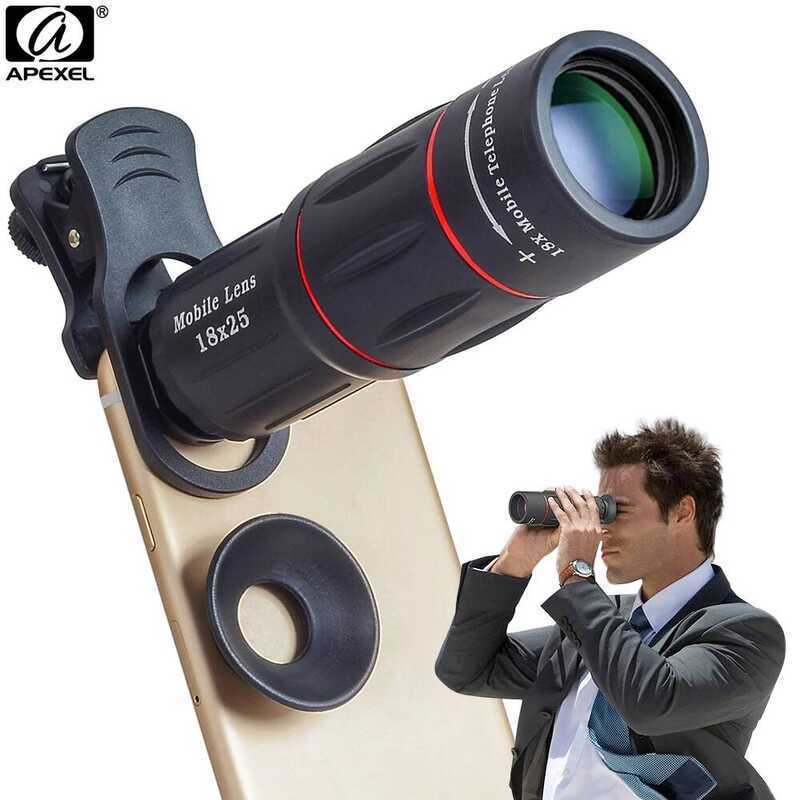 C APEXEL Camera Lens 18X Telescope Zoom Telescope Mobile Phone Lens With Clips Universal For Iphone