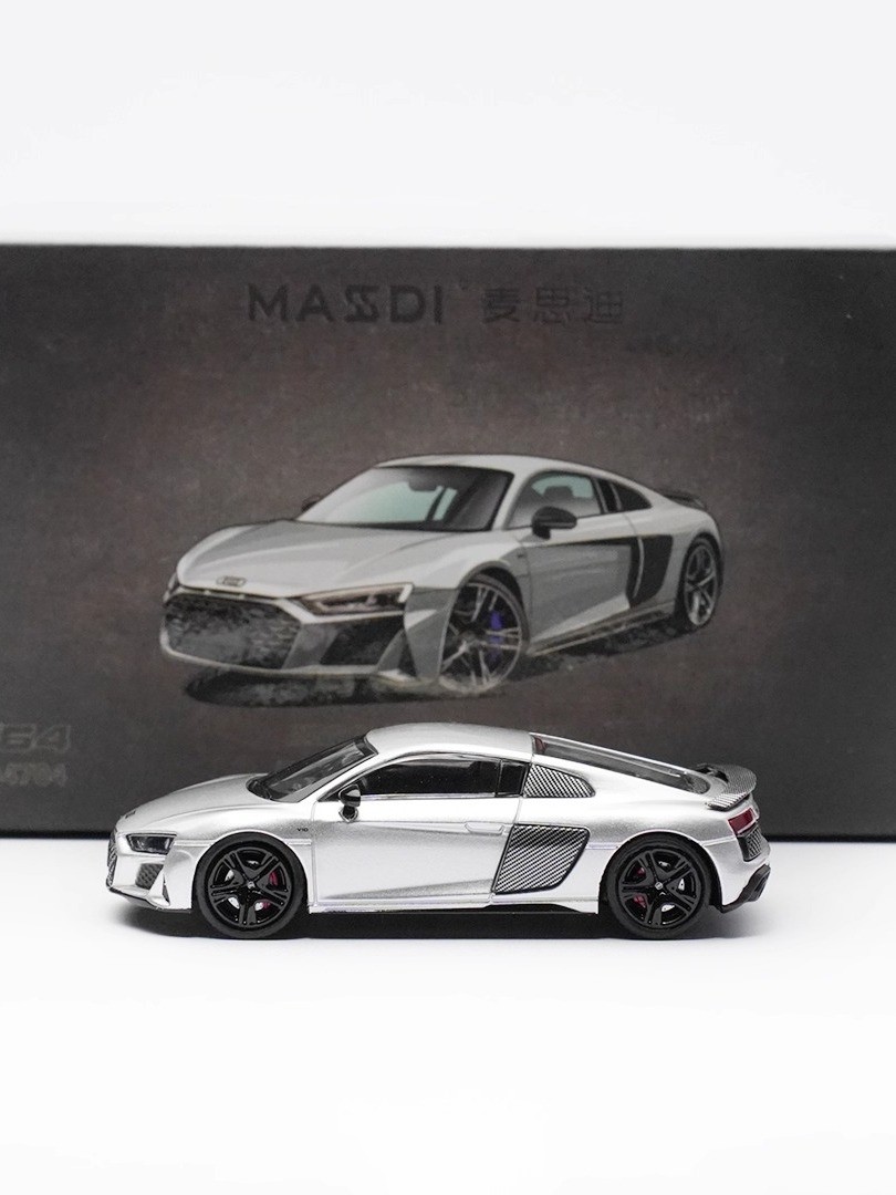 สินค้าใหม่ 1: 64 Mai Sidi 2022 Audi R8V10 รถสปอร์ตรถหรูหราจําลองรถโลหะผสมรุ่นตกแต่ง Out of Print รถโ