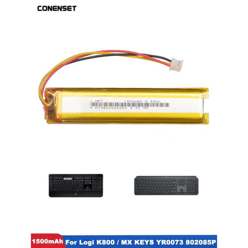 3.7V แบตเตอรี่ทดแทน 1500mAh สำหรับคีย์บอร์ด Logitech K800 MX KEYS YR0073 533-000177 533-000221 80208