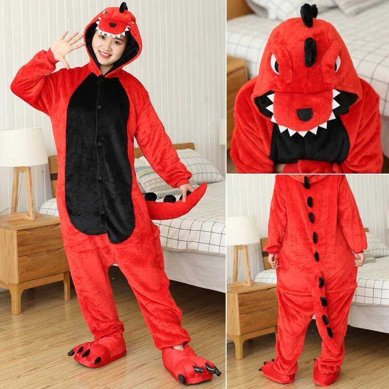 C Kigurumi Dinosaur Cartoon Pajamas Onesies Adults Women Men Animal Pyjamas Jumpsuits Christmas Hal