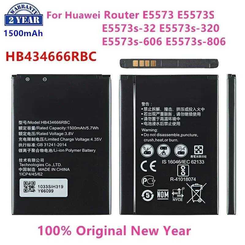 100% แบตเตอรี่แท้ HB434666RBC 1500mAh สำหรับเราเตอร์ Huawei E5573 E5573S E5573s-32 E5573s-320 E5573s