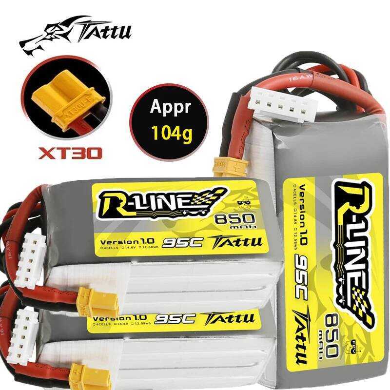TATTU-R-LINE 3PCS 1.0 850mAh 95C 14.8V LiPo สำหรับเฮลิคอปเตอร์ RC ควอดคอปเตอร์ FPV แข่งโดรน ชิ้นส่วน