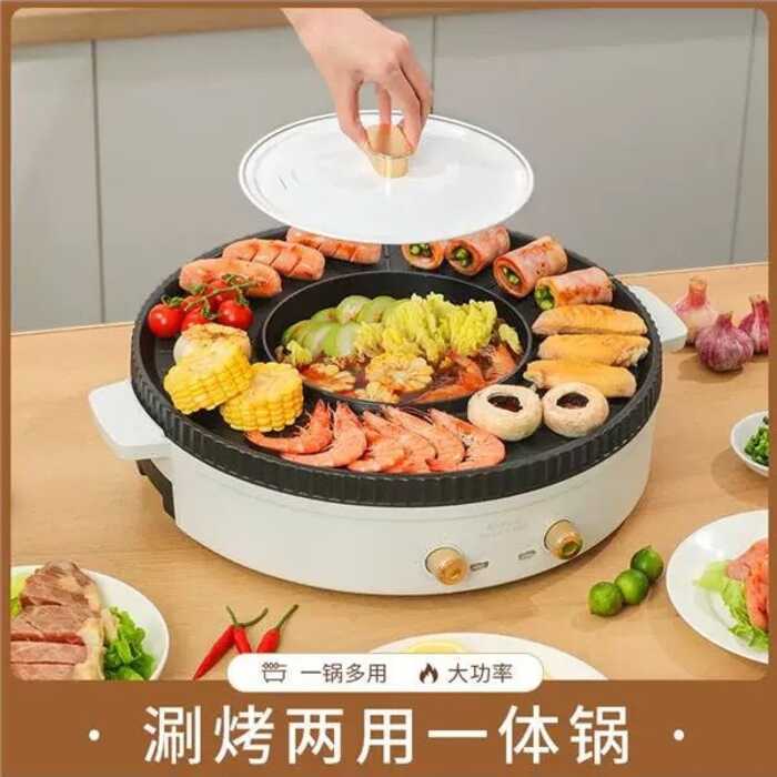 First Thing Shabu-Shabu All-in-One Pot Shabu หม้อไฟไฟฟ้าแบบใช้คู่ในครัวเรือน