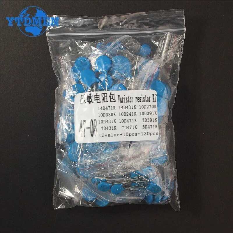 120 ชุดอิเล็กทรอนิกส์ตัวต้านทานวาไรสเตอร์ ชิ้น 7d471k 7d431k 5d471k 7d391k 10d471k 10d431k 10d391k 1