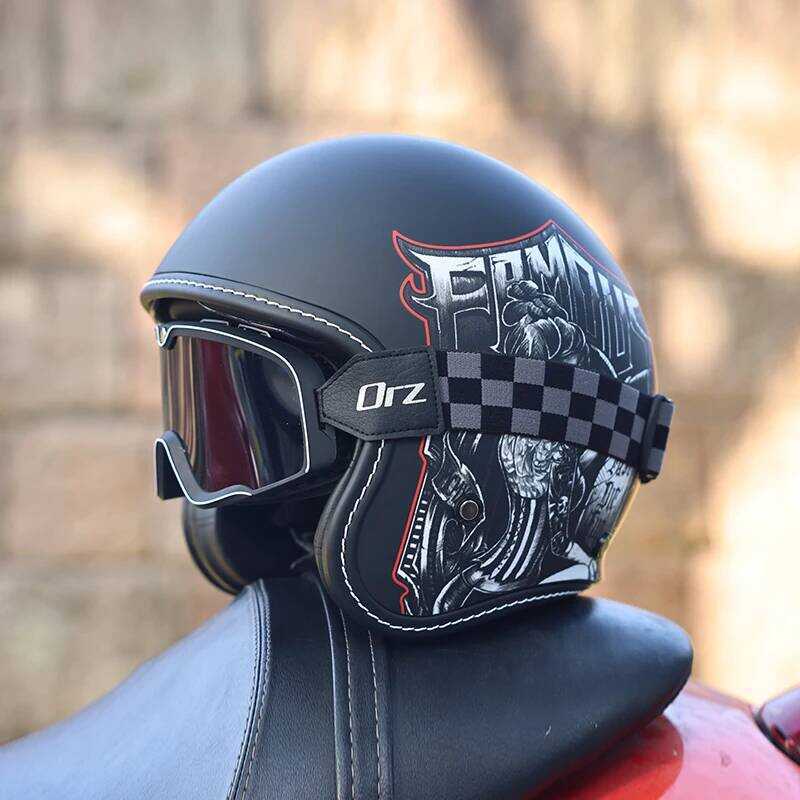 ORZ Retro Mens and Womens Pedal Cru Motorcycle 3/4 Half Helmet Four Seasons