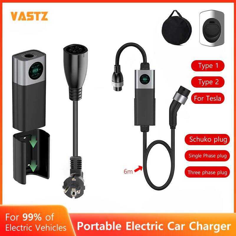 Wallbox ที่ชาร์จรถยนต์ที่บ้าน 16A 32A 3.5KW 7kw 11KW 22KW 3 เฟส 1 ประเภท 2 ชาร์จเร็ว สำหรับรถยนต์