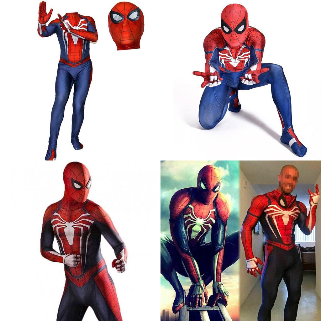 คอสเพลย์เครื่องแต่งกาย Spiderman PS4 แบบ 3D พิมพ์ สำหรับผู้ใหญ่และเด็ก ออกแบบสวยงามและละเอียด