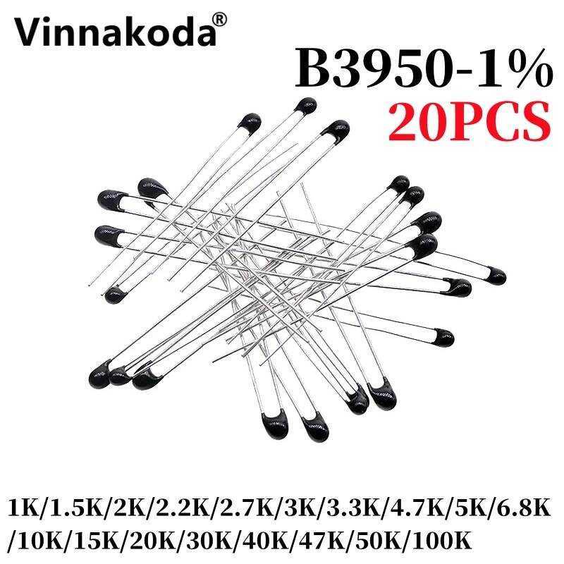 ชิ้น 20 ตัวต้านทานความร้อน NTC Thermistor MF52A 1K/1.5K/2K/2.2K/2.7K/3K/3.3K/4.7K/5K/6.8K/10K/15K/20