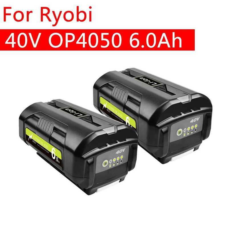 Ryobi แบตเตอรี่ 6.0Ah Li-Ion ชาร์จใหม่ได้ สำหรับเครื่องมือไร้สาย RY40502 RY40200 40V OP4050 OP4026 O
