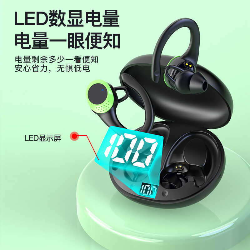 AX9 ชุดหูฟังบลูทูธไร้สายที่แท้จริงแบบแขวนหูประเภทจอแสดงผลพลังงานการตัดเสียงรบกวนการโทร ENC