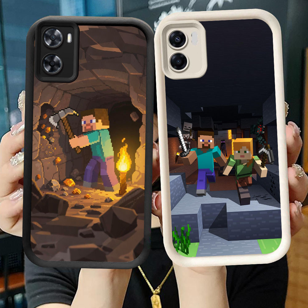 TS-76 Minecraft กันกระแทกสําหรับ OPPO A57 A36 A57e A57s A96 A77s A77 A76 Realme 9i C33