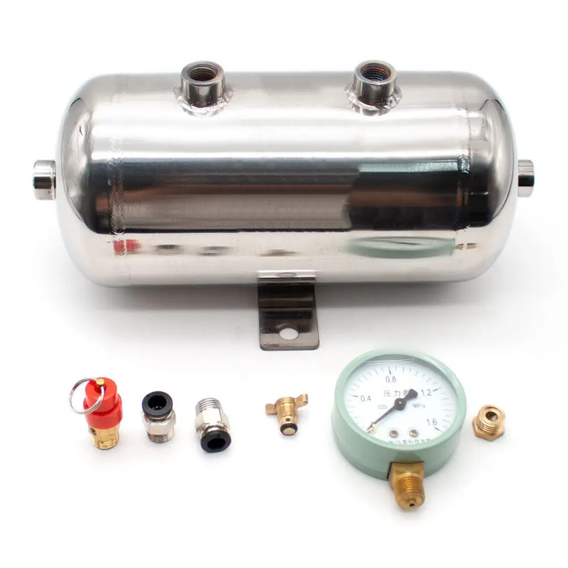 Air Storage Tank 304 Stainless Steel Air Tank Small 2L Vacuum Buffer Air Pressure Tank 1/4G Air Inl