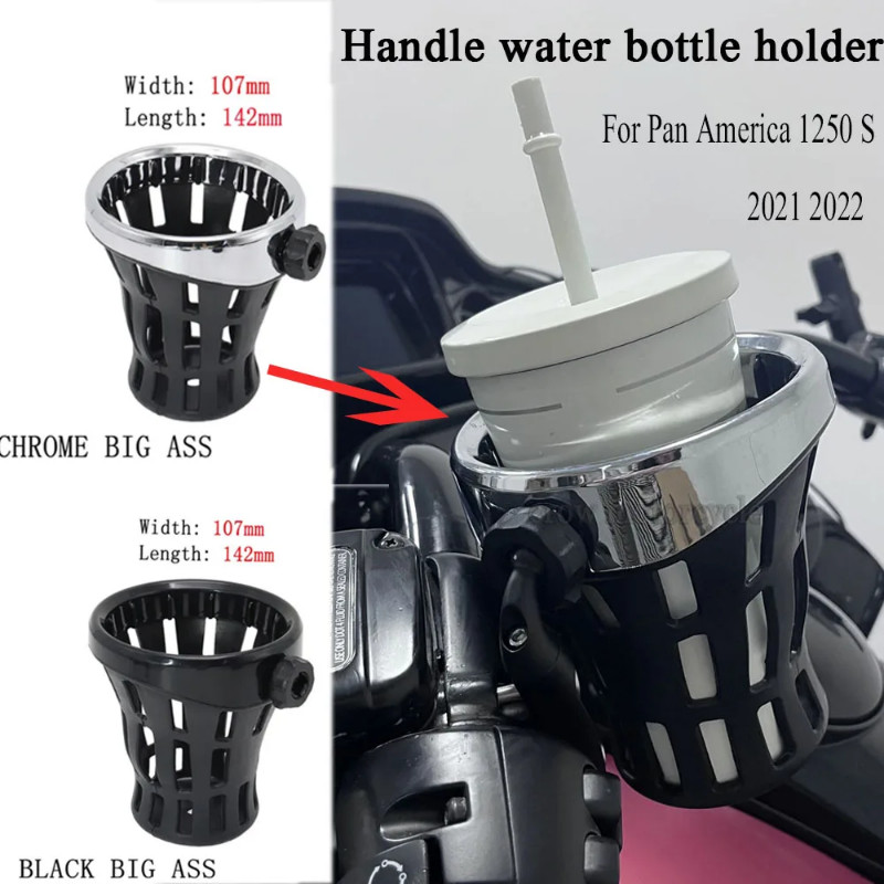 Motorcycle Handlebar Drink Cup Water Bottle Holder Mount Left or Right Chrome Drink Holder  For Pan