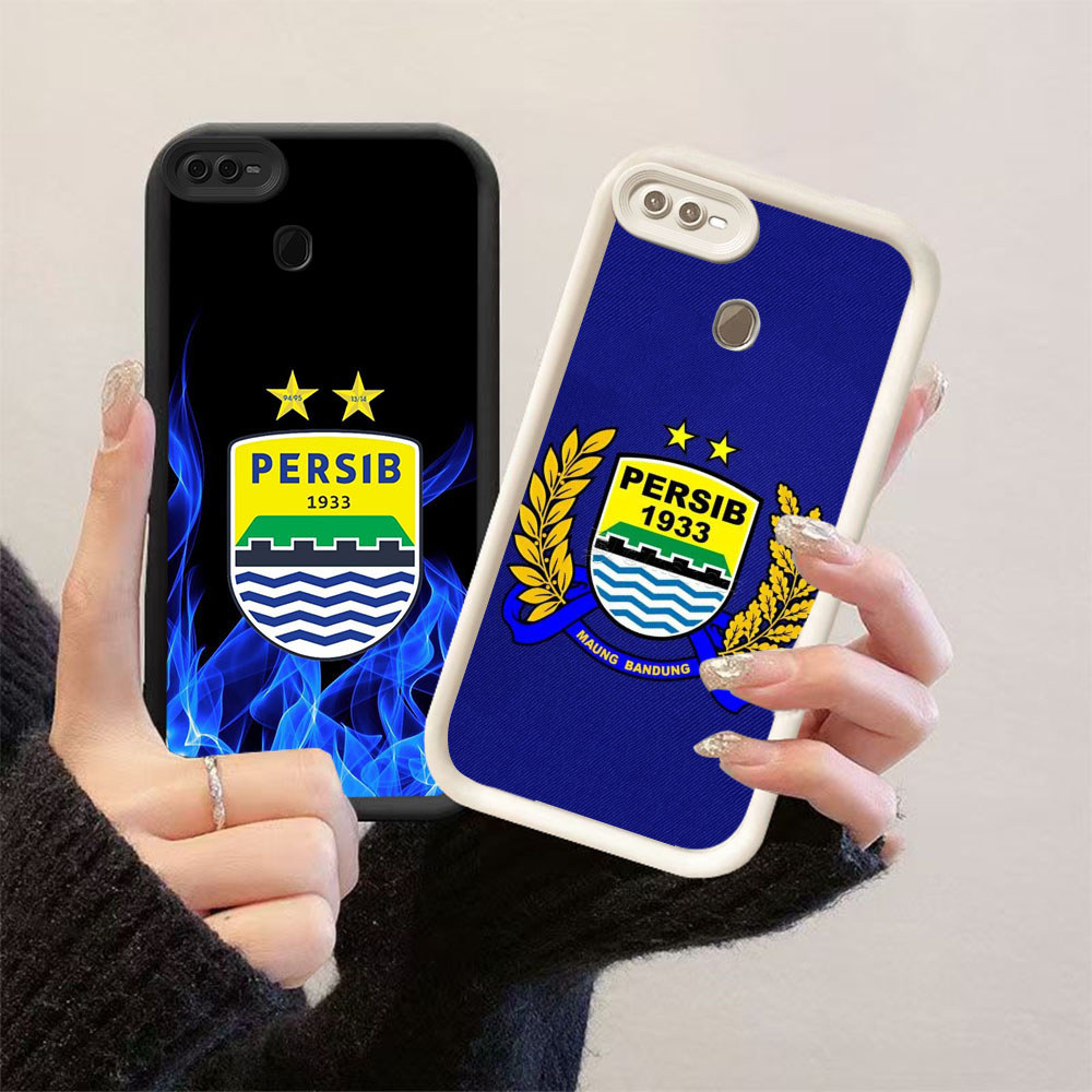 HK-2 AING PERSIB ฟุตบอล Club ปลอกกันกระแทกสําหรับสีดําและสีขาวซิลิโคน OPPO Realme A7 A5S F7 2 A12 A1